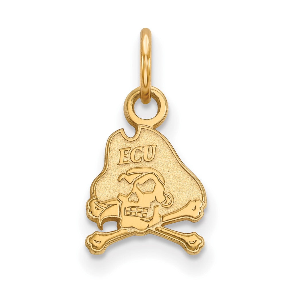 10K Gelbgold Logoart Ost Carolina University Pirat Extra Klein Anhänger