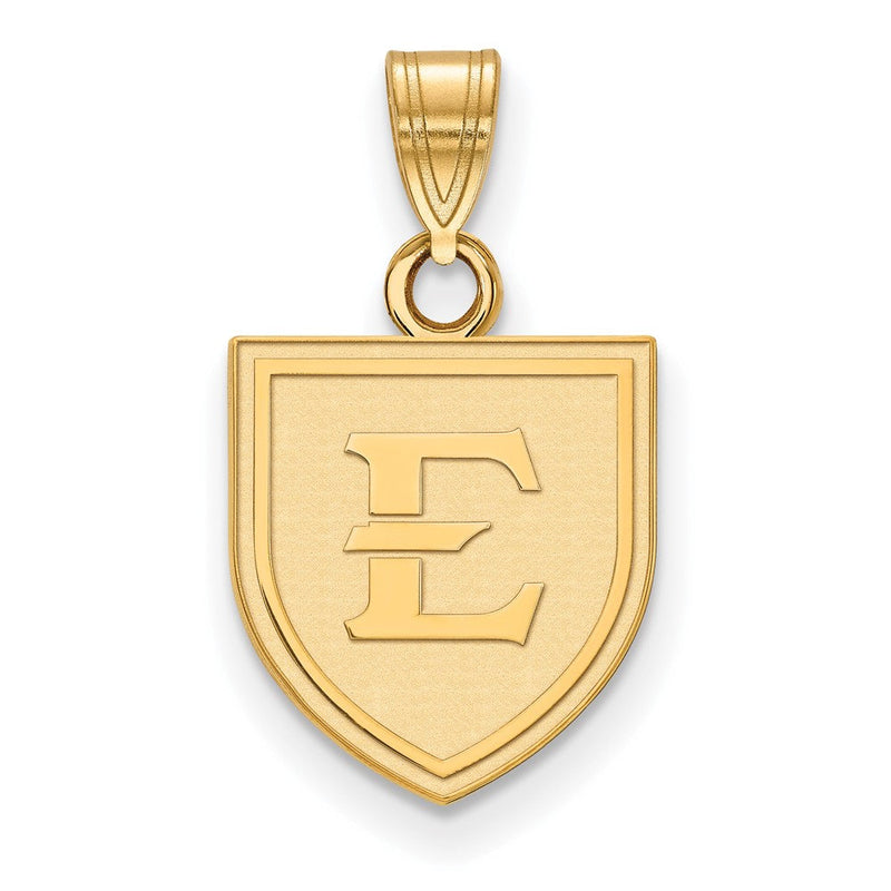 14K Gelbgold Logoart Ost Tennessee State University Buchstabe E Shield Klein Anhänger