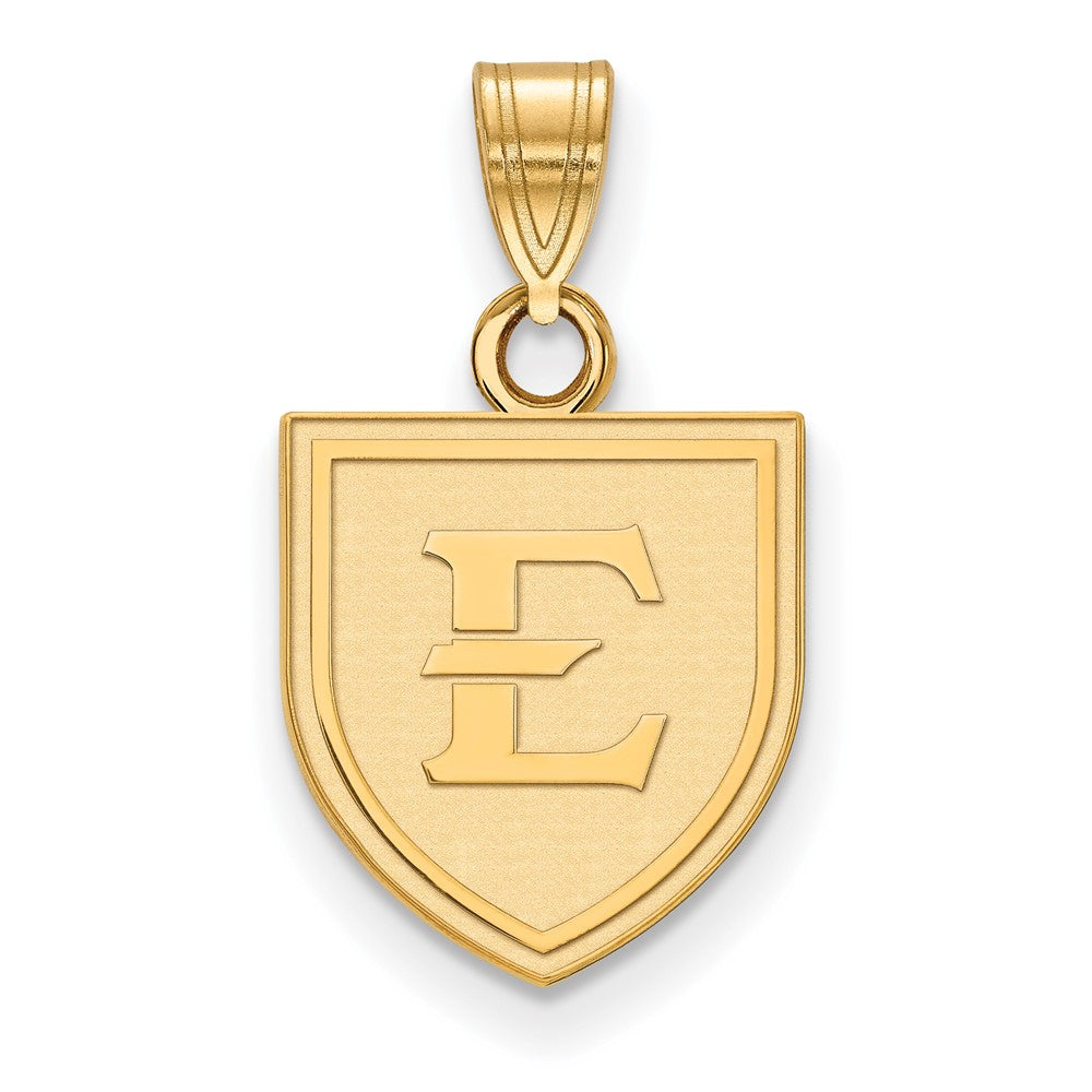 10K Gelbgold Logoart Ost Tennessee State University Buchstabe E Shield Klein Anhänger