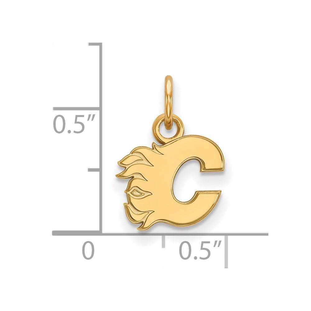 14K Gelbgold Nhl Logoart Calgary Flames Buchstabe C Extra Klein Anhänger