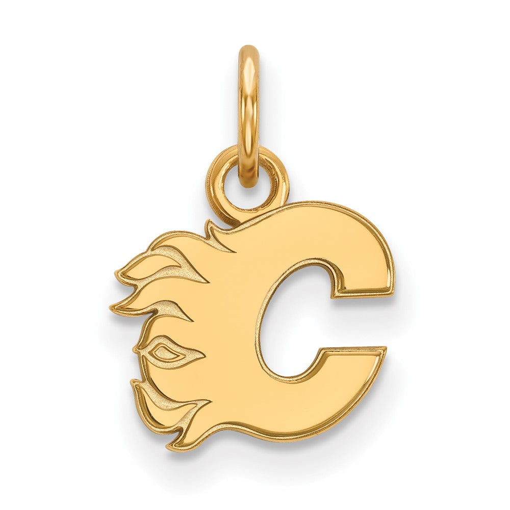 10K Gelbgold Nhl Logoart Calgary Flames Buchstabe C Extra Klein Anhänger