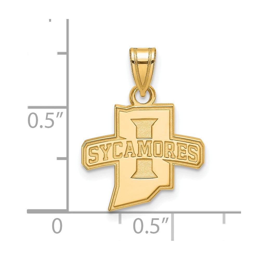 10K Gelbgold Logoart Indiana State University Sycamores Klein Anhänger