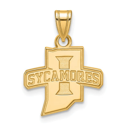 10K Gelbgold Logoart Indiana State University Sycamores Klein Anhänger