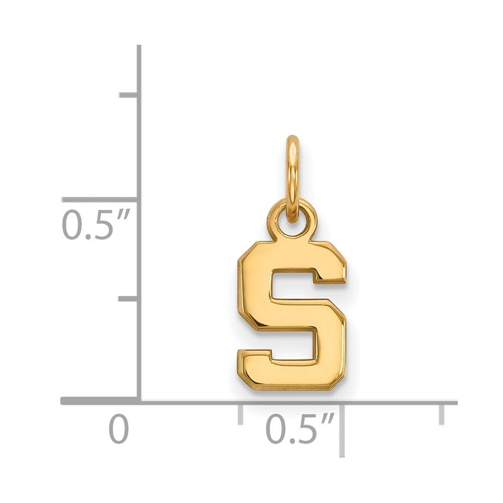 10K Gelbgold Logoart Michigan State University Buchstabe S Extra Klein Anhänger