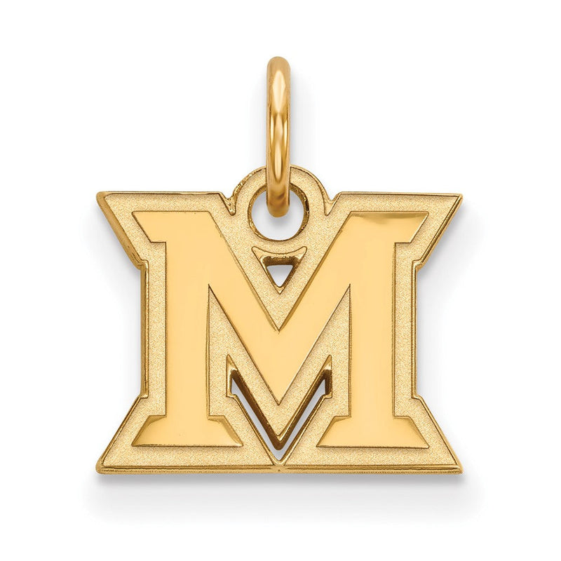 10K Gelbgold Logoart Miami University Ohio Buchstabe M Extra Klein Anhänger