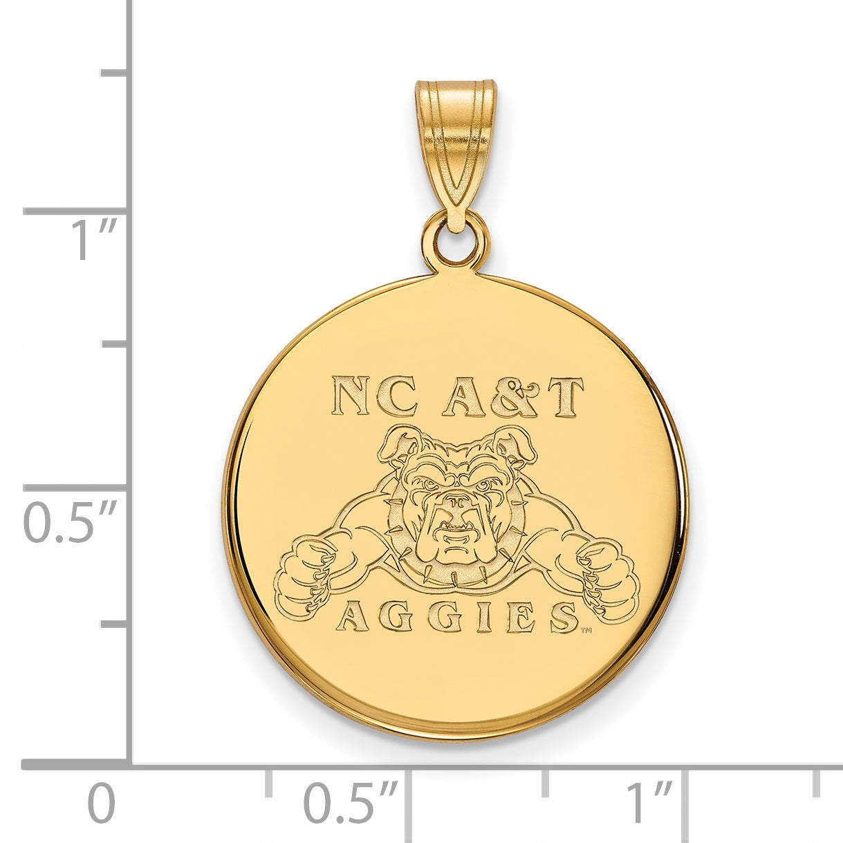 10K Gelbgold Logoart North Carolina A und T Aggies Groß Plättchen Anhänger