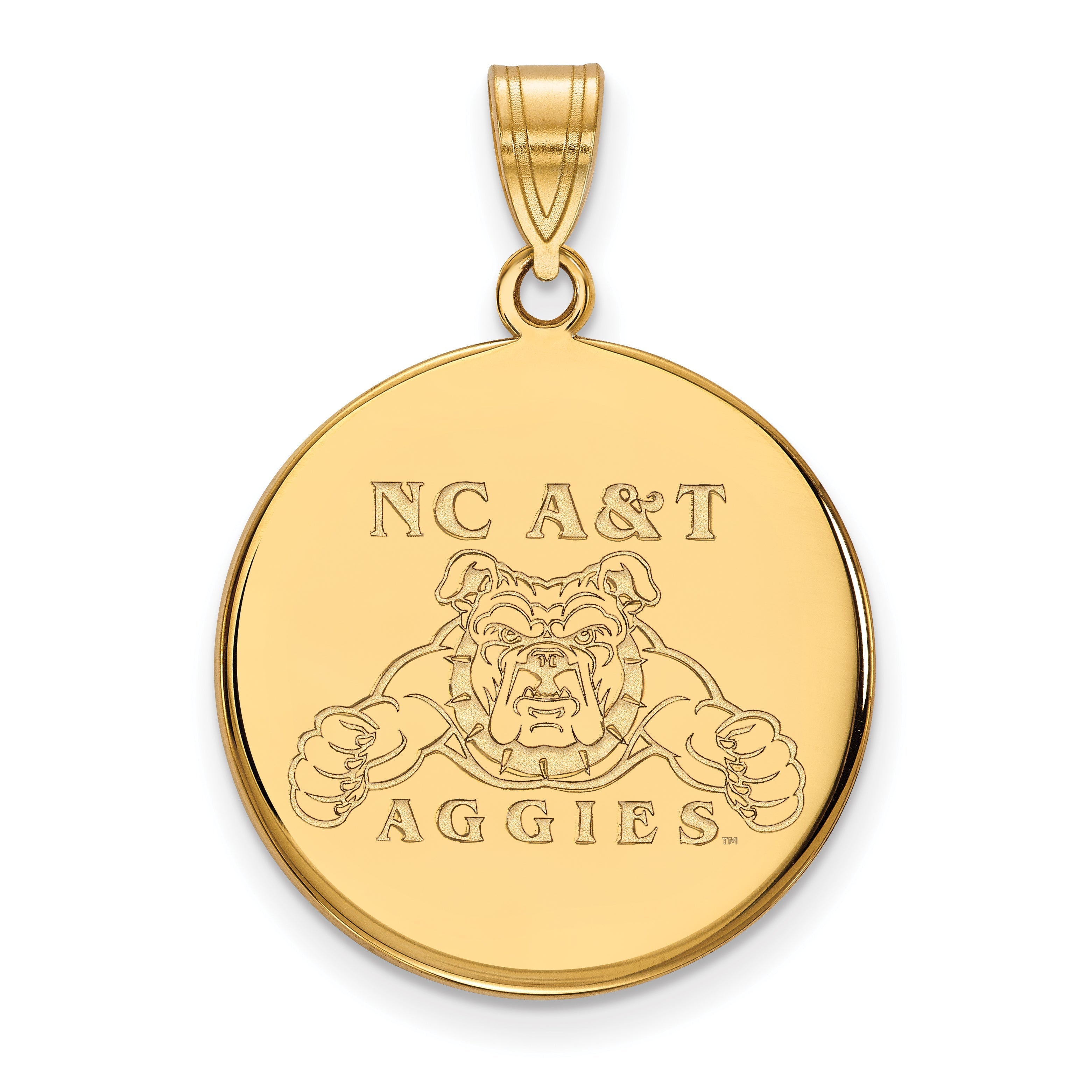 10K Gelbgold Logoart North Carolina A und T Aggies Groß Plättchen Anhänger