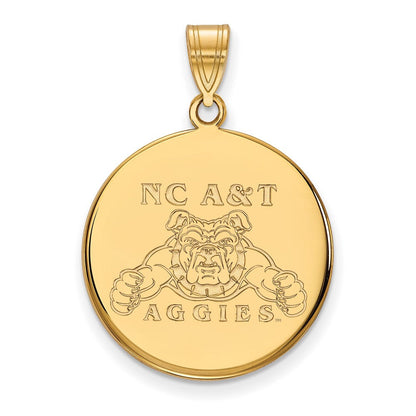 14K Gelbgold Logoart North Carolina A und T Aggies Groß Plättchen Anhänger