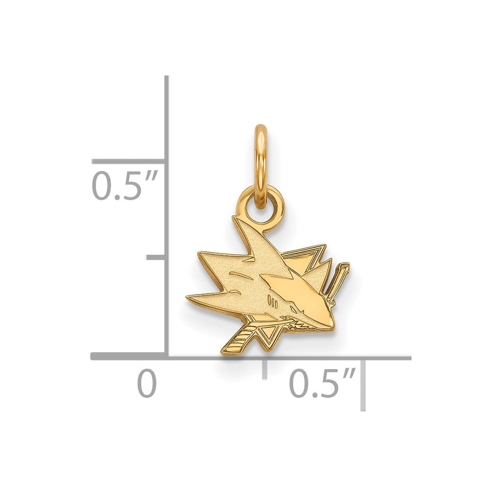 10K Gelbgold Nhl Logoart San Jose Sharks Extra Klein Anhänger