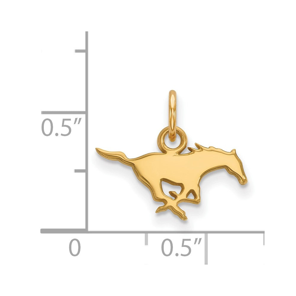 10K Gelbgold Logoart Southern Methodist University Mustang Extra Klein Anhänger