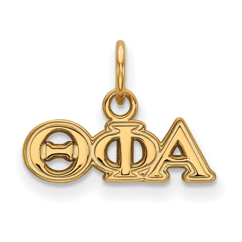 Vergoldet Sterlingsilber Logoart Theta Phi Alpha Sorority Greek Buchstaben Extra Klein Anhänger