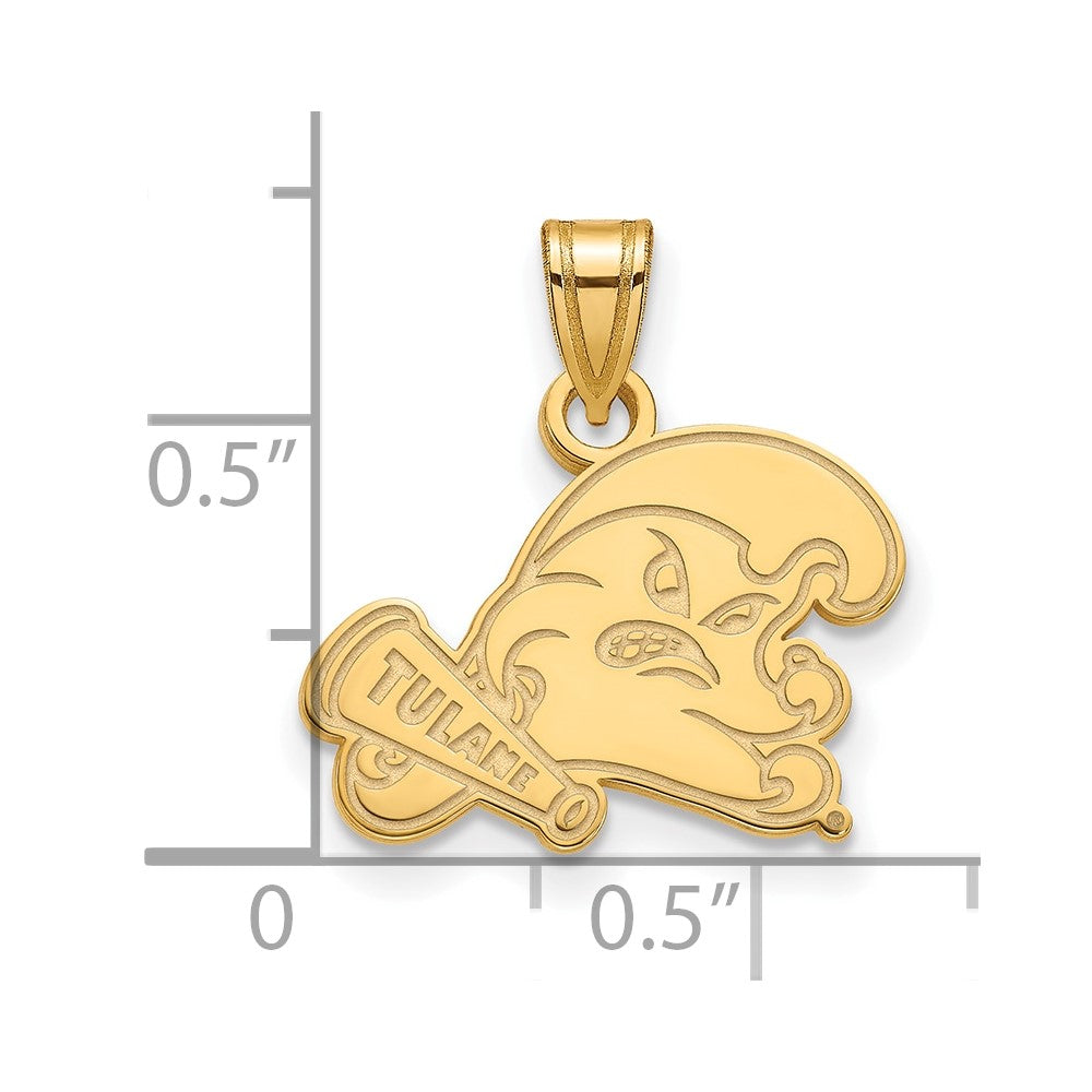 10K Gelbgold Logoart Tulane University Klein Anhänger