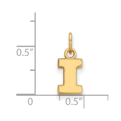 10K Gelbgold Logoart University Of Illinois Buchstabe I Extra Klein Anhänger