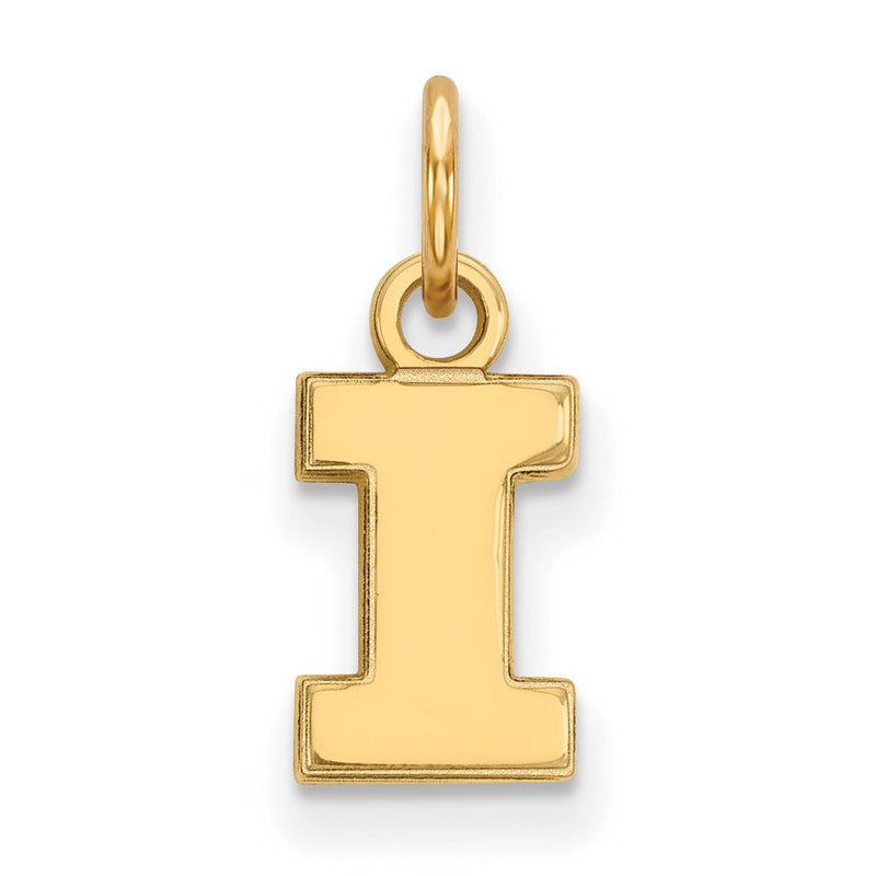 10K Gelbgold Logoart University Of Illinois Buchstabe I Extra Klein Anhänger