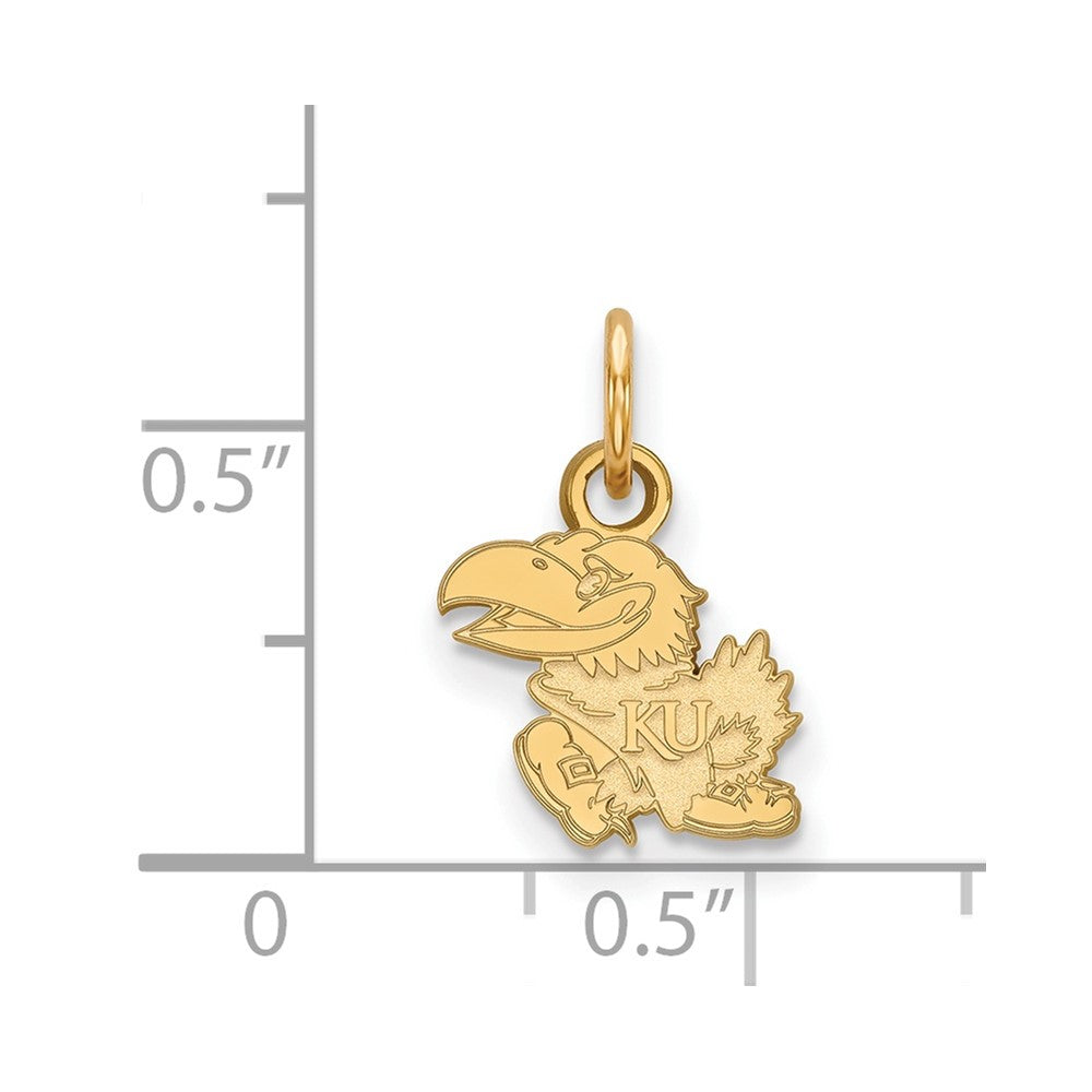 10K Gelbgold Logoart University Of Kansas Jayhawk Extra Klein Anhänger