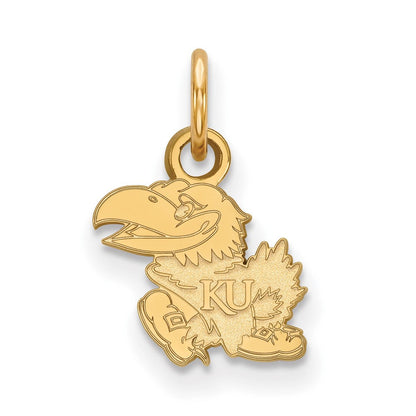 10K Gelbgold Logoart University Of Kansas Jayhawk Extra Klein Anhänger