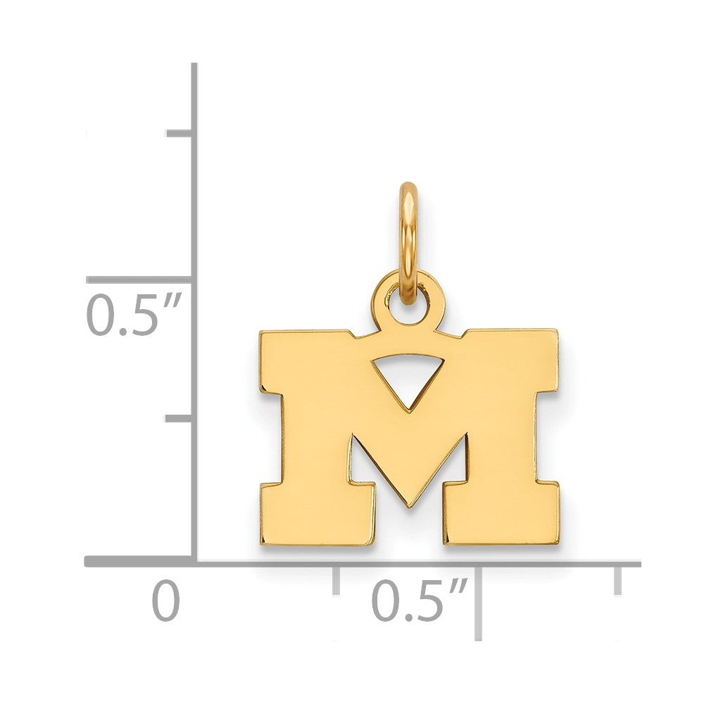 10K Gelbgold Logoart University Of Michigan Buchstabe M Extra Klein Anhänger