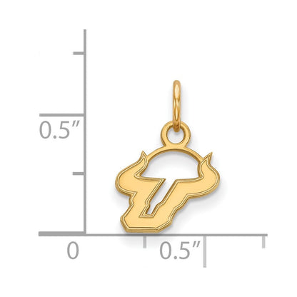 10K Gelbgold Logoart University Of South Florida Bull Extra Klein Anhänger