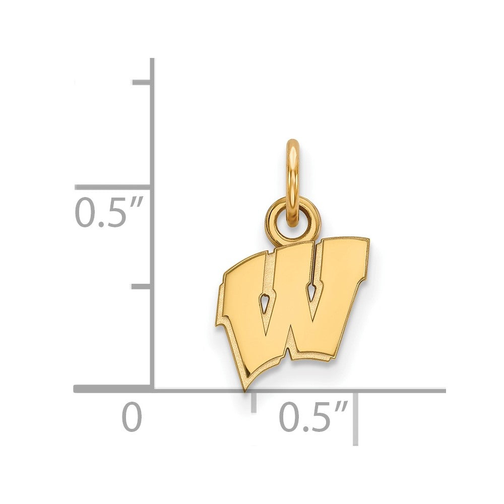 14K Gelbgold Logoart University Of Wisconsin Buchstabe W Extra Klein Anhänger