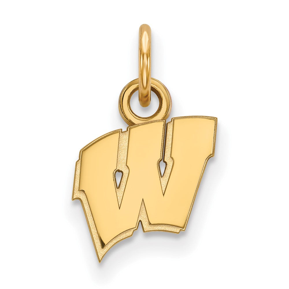 10K Gelbgold Logoart University Of Wisconsin Buchstabe W Extra Klein Anhänger