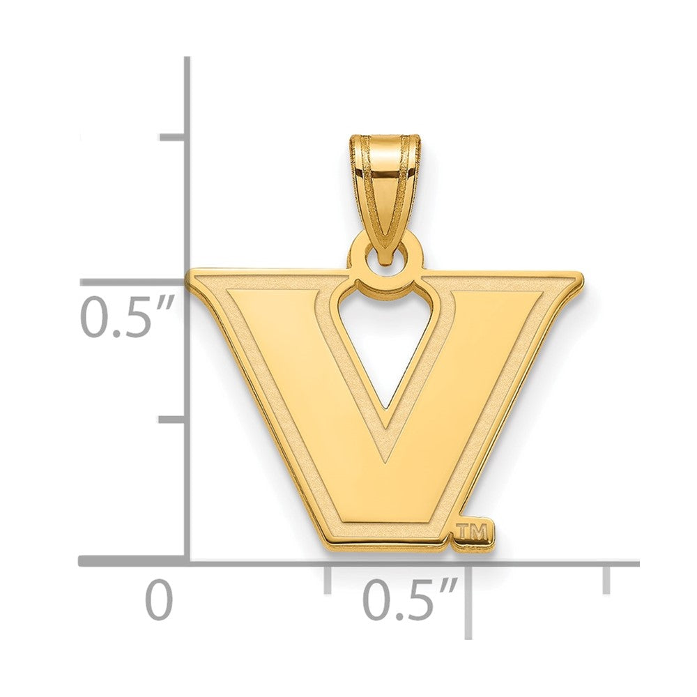 10K Gelbgold 10ky Logoart Vanderbilt University Klein Anhänger