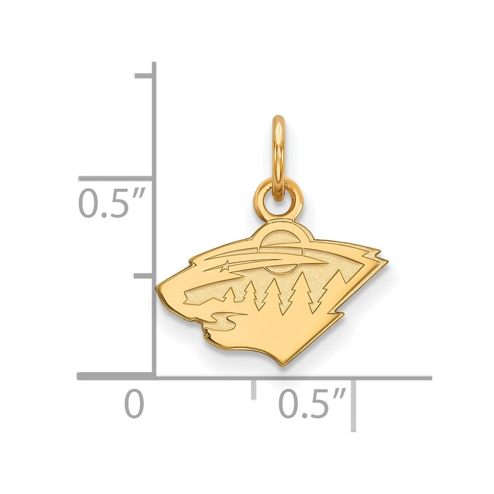 10K Gelbgold Nhl Logoart Minnesota Wild Extra Klein Anhänger