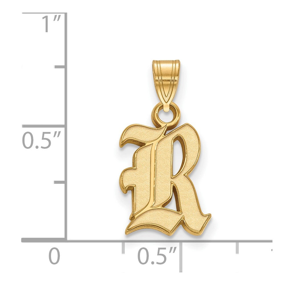 10K Gelbgold Logoart Rice University Buchstabe R Klein Anhänger