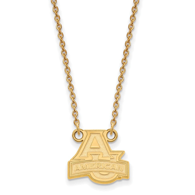 Vergoldet Sterlingsilber Logoart American University Klein Anhänger 18 Zoll Halskette