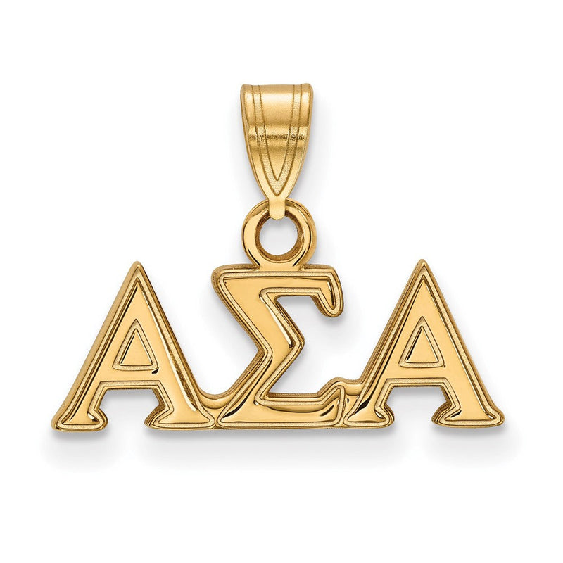 Vergoldet Sterlingsilber Logoart Alpha Sigma Sorority Greek Buchstaben Klein Anhänger