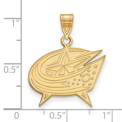 10K Gelbgold Nhl Logoart Columbus Blau Jacken Groß Anhänger