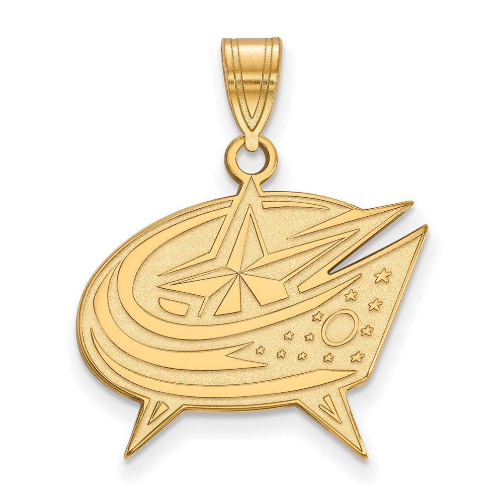 10K Gelbgold Nhl Logoart Columbus Blau Jacken Groß Anhänger