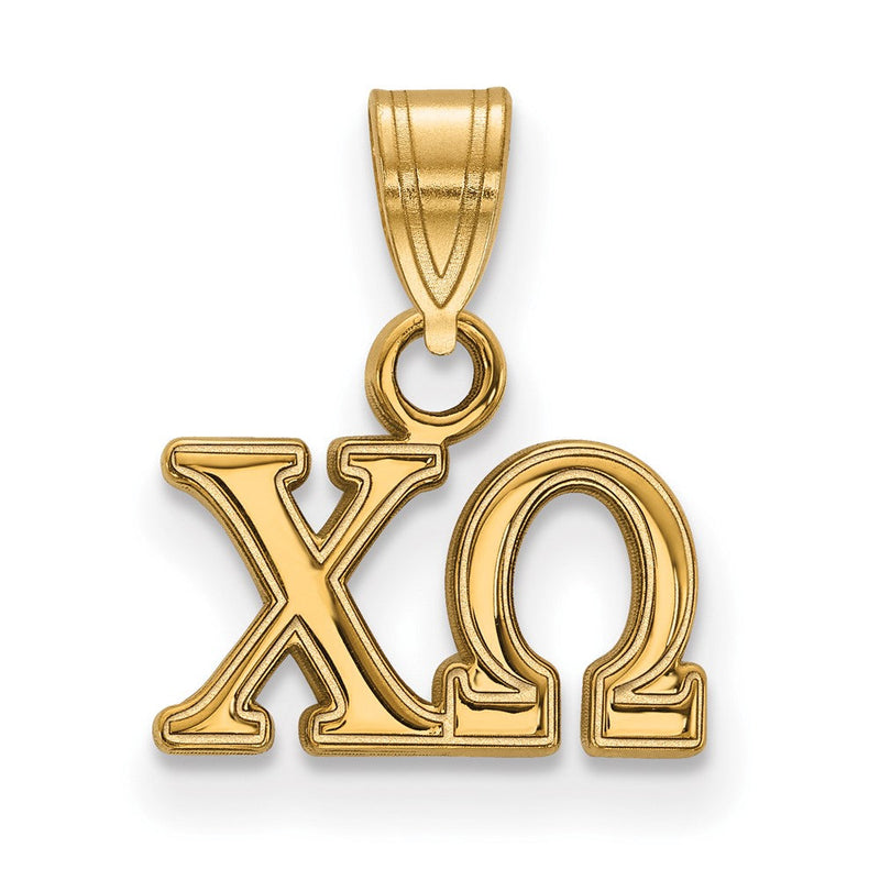 Vergoldet Sterlingsilber Logoart Chi Omega Sorority Greek Buchstaben Klein Anhänger