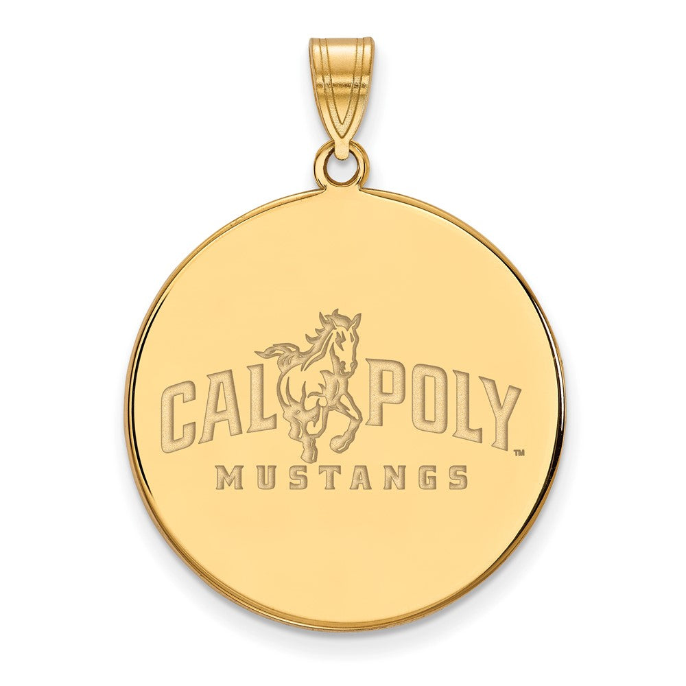 Vergoldet Sterlingsilber Logoart California Polytechnic State University Mustangs Extra Groß Plättchen Anhänger