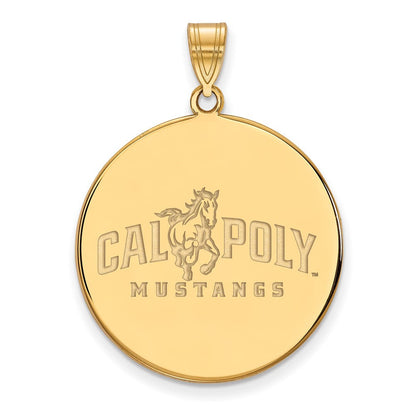 Vergoldet Sterlingsilber Logoart California Polytechnic State University Mustangs Extra Groß Plättchen Anhänger