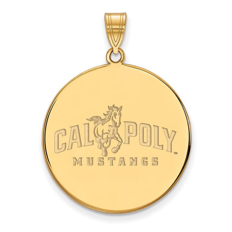Vergoldet Sterlingsilber Logoart California Polytechnic State University Mustangs Extra Groß Plättchen Anhänger