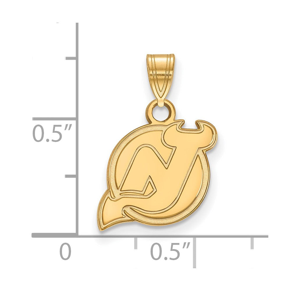 10K Gelbgold Nhl Logoart New Trikot Devils Klein Anhänger