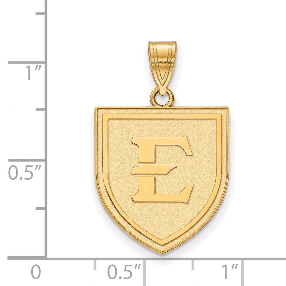 10K Gelbgold Logoart Ost Tennessee State University Buchstabe E Shield Groß Anhänger