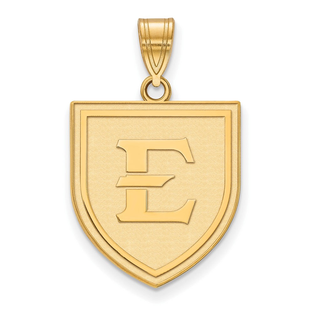 14K Gelbgold Logoart Ost Tennessee State University Buchstabe E Shield Groß Anhänger