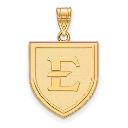 10K Gelbgold Logoart Ost Tennessee State University Buchstabe E Shield Groß Anhänger