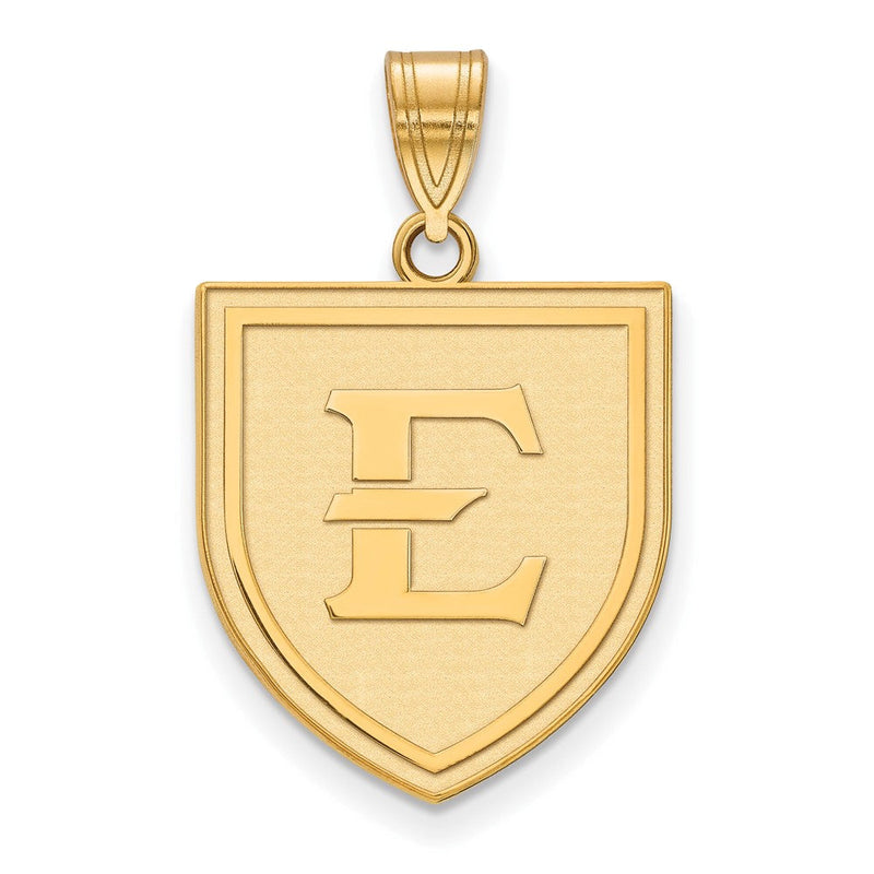 10K Gelbgold Logoart Ost Tennessee State University Buchstabe E Shield Groß Anhänger