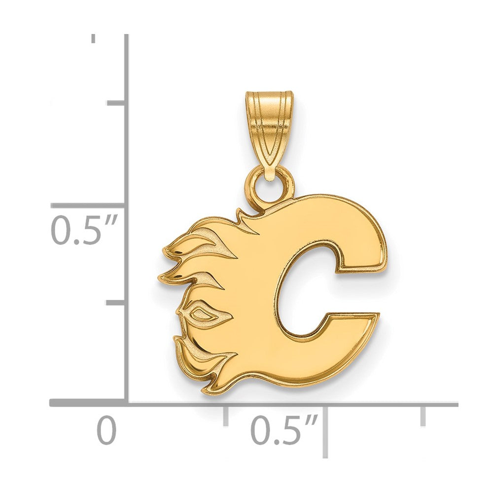 14K Gelbgold Nhl Logoart Calgary Flames Buchstabe C Klein Anhänger