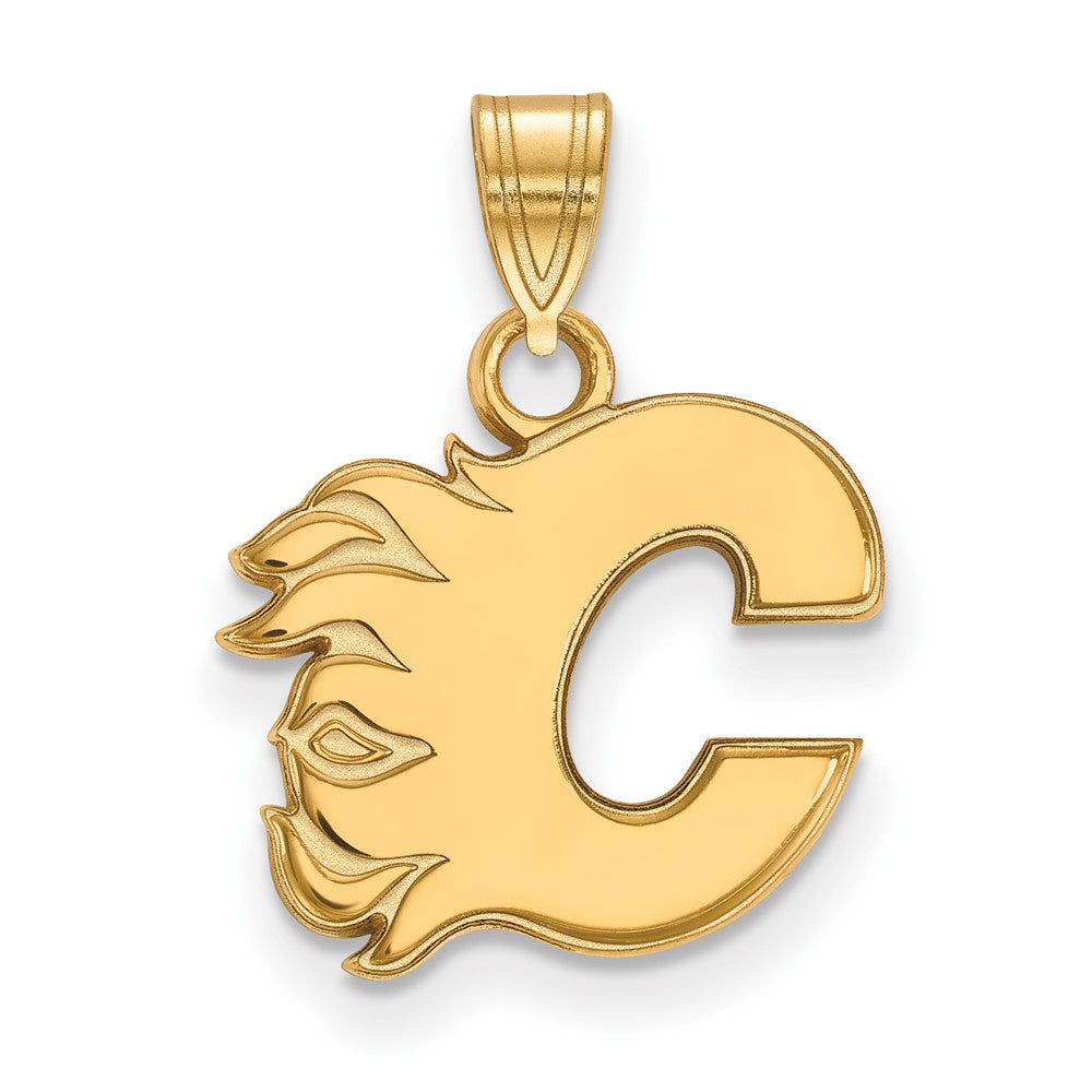10K Gelbgold Nhl Logoart Calgary Flames Buchstabe C Klein Anhänger
