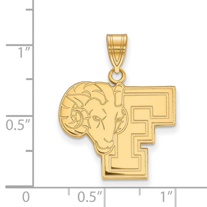 10K Gelbgold Logoart Fordham University Ram Groß Anhänger