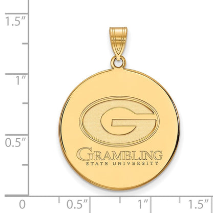 Vergoldet Sterlingsilber Logoart Grambling State University Extra Groß Plättchen Anhänger