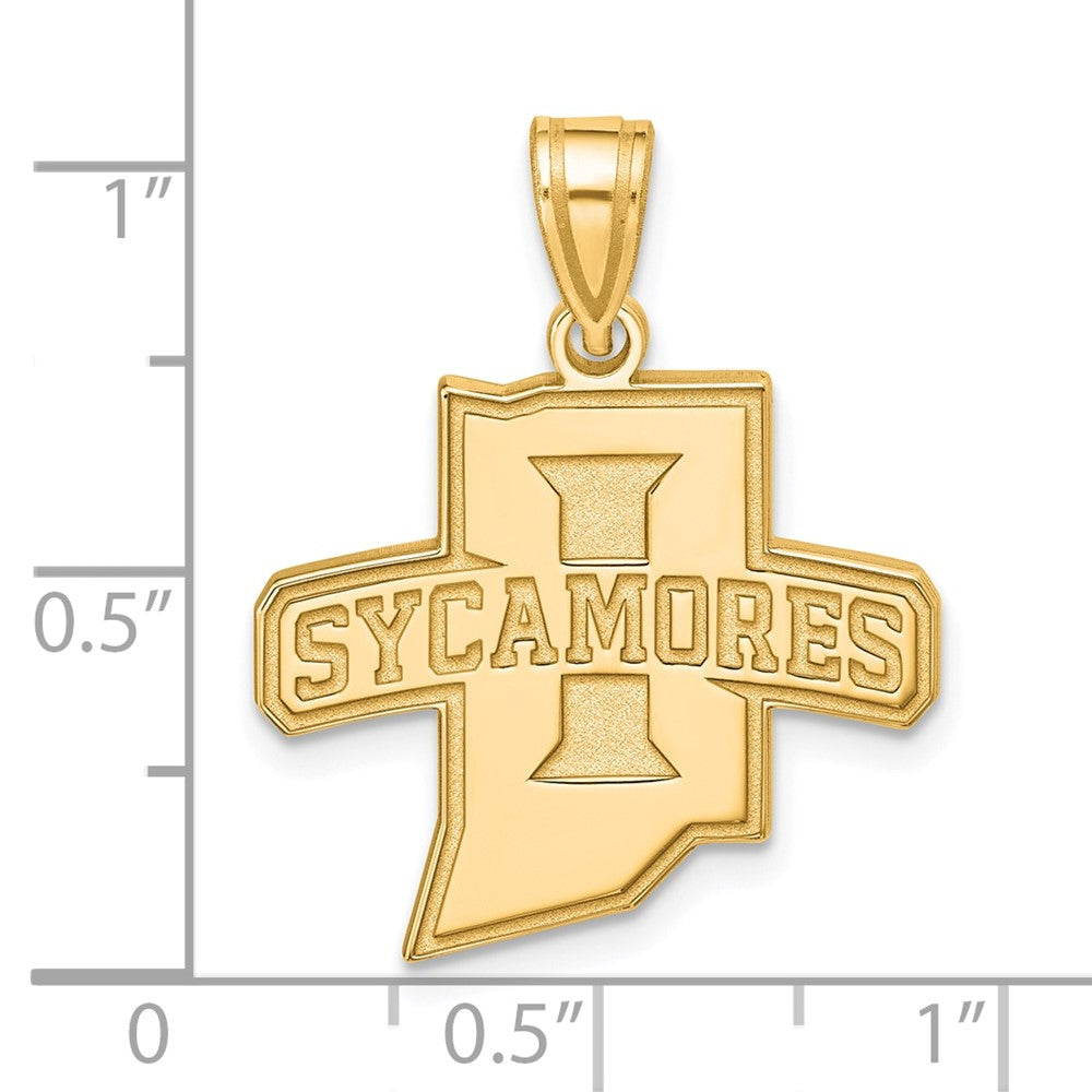 10K Gelbgold Logoart Indiana State University Sycamores Groß Anhänger