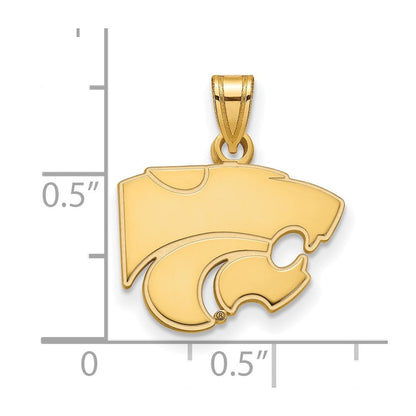 10K Gelbgold Logoart Kansas State University Wildkatze Klein Anhänger