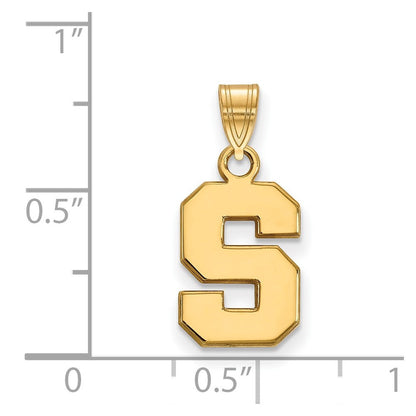10K Gelbgold Logoart Michigan State University Buchstabe S Klein Anhänger