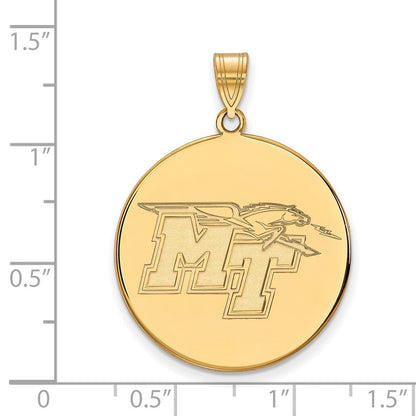 14K Gelbgold Logoart Middle Tennessee State University M T Extra Groß Plättchen Anhänger