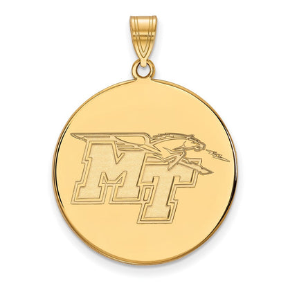 10K Gelbgold Logoart Middle Tennessee State University M T Extra Groß Plättchen Anhänger