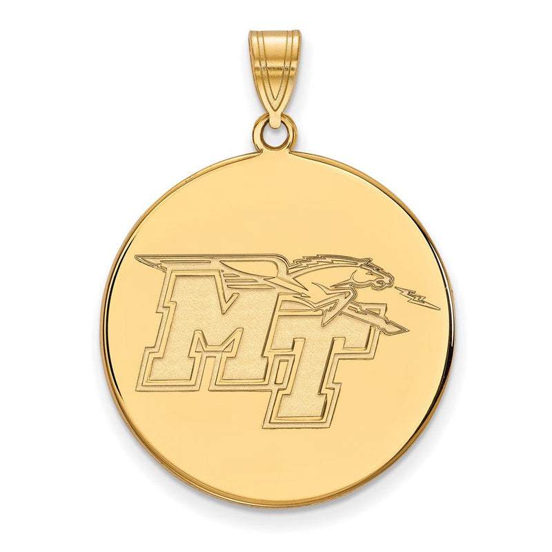 10K Gelbgold Logoart Middle Tennessee State University M T Extra Groß Plättchen Anhänger